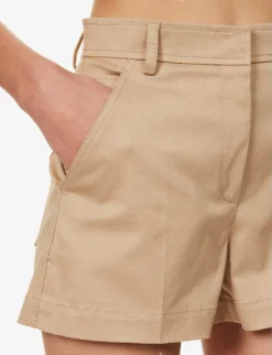 Valentino Pressed-crease Straight-leg Stretch-cotton Shorts 11 Valentino Pressed-crease Straight-leg Stretch-cotton Shorts -Reiss Shop R04169689 BEIGE ALT05