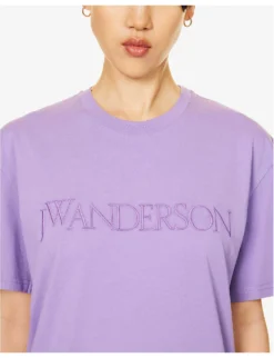 JW Anderson Logo-embroidered Cotton-jersey T-shirt 9 JW Anderson Logo-embroidered Cotton-jersey T-shirt -Reiss Shop R04170851 PURPLE ALT04