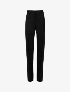 Jil Sander Structured-waist Pressed-crease Straight-leg High-rise Wool Trousers
