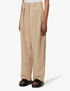 Corrin Pleated Wide-leg Relaxed-fit Stretch-woven Trousers 7 Corrin Pleated Wide-leg Relaxed-fit Stretch-woven Trousers -Reiss Shop R04173154 BEIGE ALT02