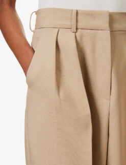 Corrin Pleated Wide-leg Relaxed-fit Stretch-woven Trousers 9 Corrin Pleated Wide-leg Relaxed-fit Stretch-woven Trousers -Reiss Shop R04173154 BEIGE ALT04