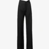 Fluid Cut-out High-rise Straight-leg Wool-blend Trousers