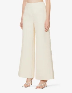 Debbie Wide-leg High-rise Cotton-blend Trousers 7 Debbie Wide-leg High-rise Cotton-blend Trousers -Reiss Shop R04174891 IVORY ALT02