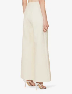 Debbie Wide-leg High-rise Cotton-blend Trousers 8 Debbie Wide-leg High-rise Cotton-blend Trousers -Reiss Shop R04174891 IVORY ALT03