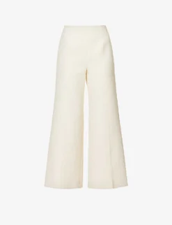 Debbie Wide-leg High-rise Cotton-blend Trousers