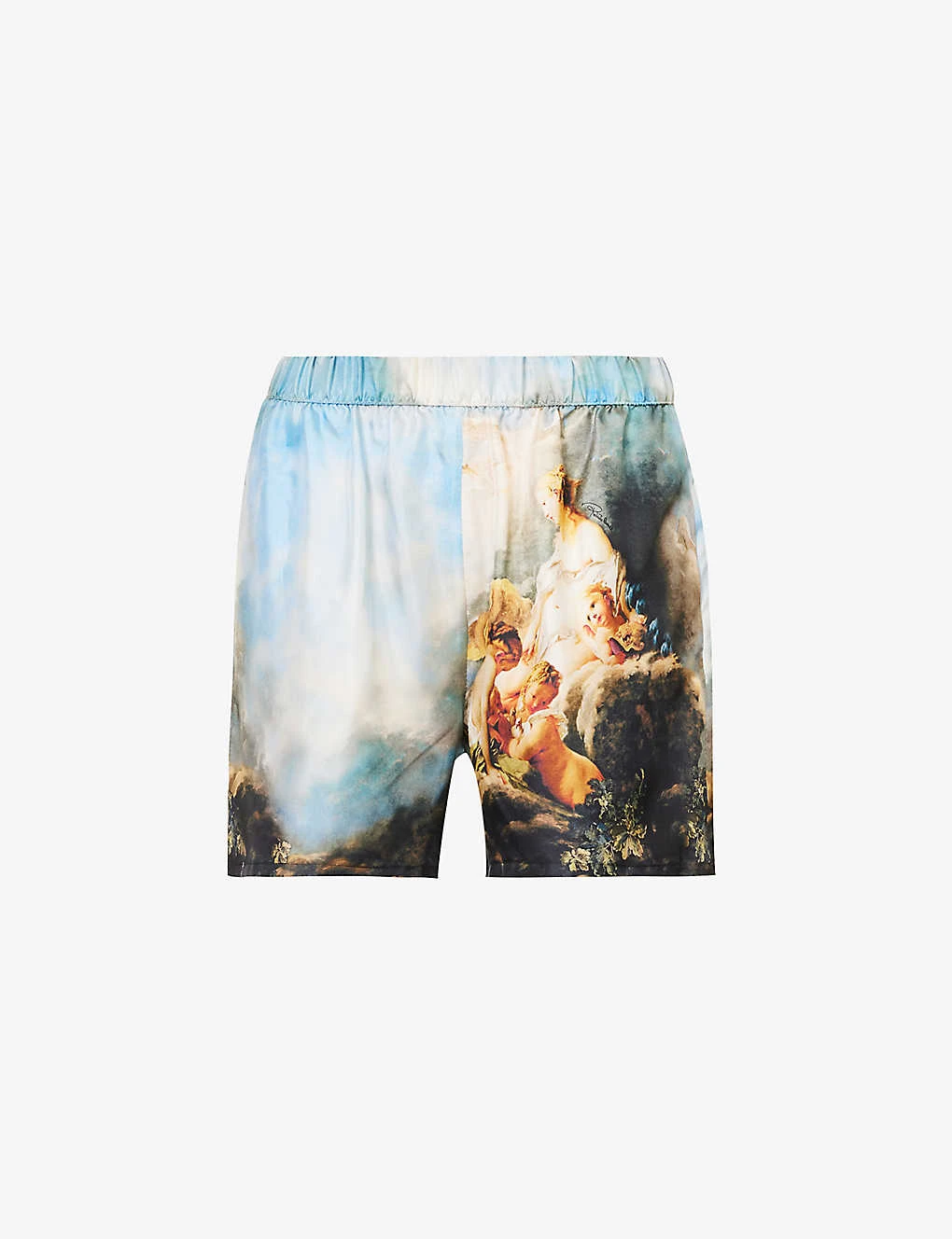 Roberto Cavalli Graphic-print Mid-rise Silk Shorts 1 Roberto Cavalli Graphic-print Mid-rise Silk Shorts