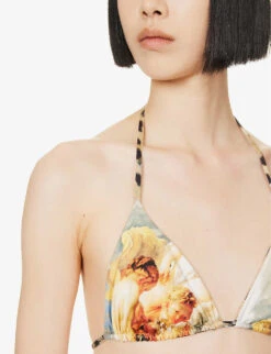 Roberto Cavalli Graphic-pattern Halterneck Bikini Top -Reiss Shop R04179652 MULTICOLOUR ALT04