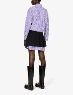 Sacai Skirt-overlay Striped Cotton-poplin Mini Dress -Reiss Shop R04180384 PURPLESTRIPENAVY ALT03