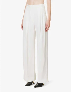 Victoria Beckham Mid-rise Wide-leg Woven Trousers -Reiss Shop R04180524 WHITE ALT02