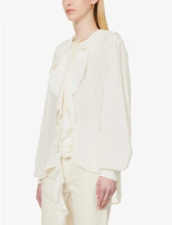 Victoria Beckham Ruffle-trim Self-tie Silk Shirt -Reiss Shop R04180527 VANILLA ALT02