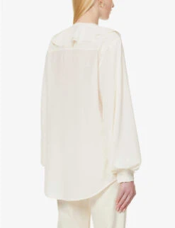 Victoria Beckham Ruffle-trim Self-tie Silk Shirt -Reiss Shop R04180527 VANILLA ALT03