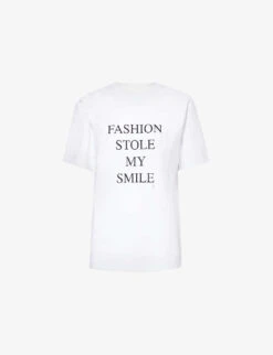 Victoria Beckham Fashion Stole My Smile Slogan-print Organic Cotton-jersey T-shirt