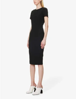 Victoria Beckham Slim-fit Round-neck Stretch-woven Midi Dress -Reiss Shop R04180535 BLACK ALT02