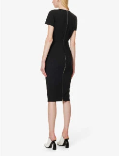 Victoria Beckham Slim-fit Round-neck Stretch-woven Midi Dress -Reiss Shop R04180535 BLACK ALT03