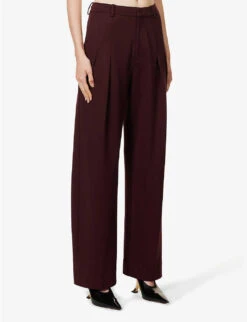Victoria Beckham Pleated Straight-leg High-rise Stretch-jersey Trousers -Reiss Shop R04180544 ROSEWOOD ALT02