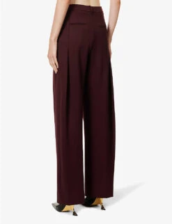 Victoria Beckham Pleated Straight-leg High-rise Stretch-jersey Trousers -Reiss Shop R04180544 ROSEWOOD ALT03