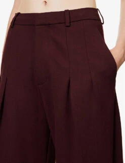 Victoria Beckham Pleated Straight-leg High-rise Stretch-jersey Trousers -Reiss Shop R04180544 ROSEWOOD ALT04