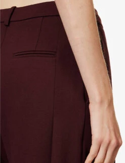 Victoria Beckham Pleated Straight-leg High-rise Stretch-jersey Trousers -Reiss Shop R04180544 ROSEWOOD ALT05