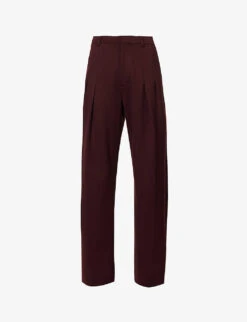 Victoria Beckham Pleated Straight-leg High-rise Stretch-jersey Trousers