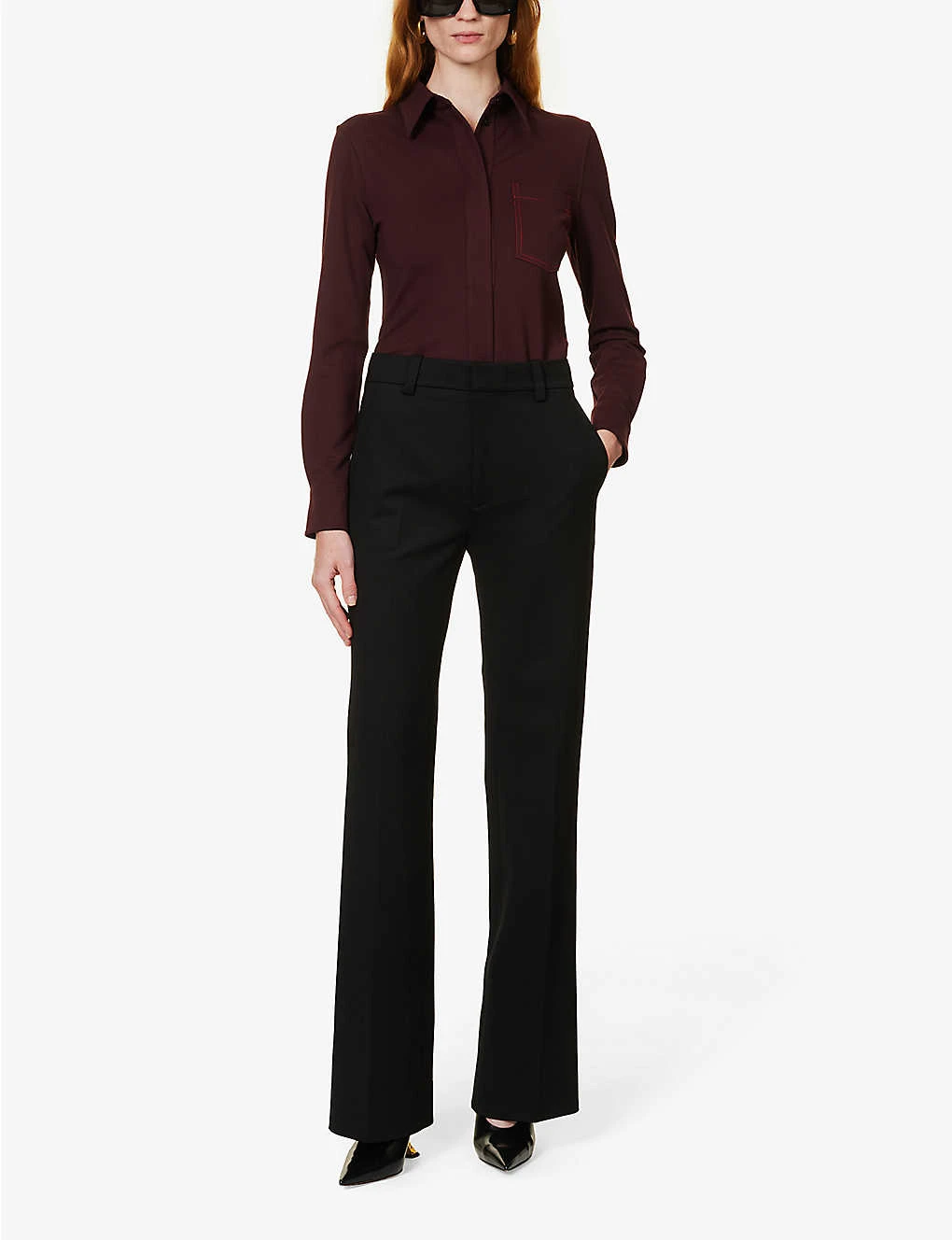 Victoria Beckham Structured-waist Pressed-crease Straight-leg High-rise Stretch-woven Trousers 2 Victoria Beckham Structured-waist Pressed-crease Straight-leg High-rise Stretch-woven Trousers - Image 2