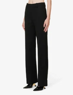 Victoria Beckham Structured-waist Pressed-crease Straight-leg High-rise Stretch-woven Trousers 7 Victoria Beckham Structured-waist Pressed-crease Straight-leg High-rise Stretch-woven Trousers -Reiss Shop R04180546 BLACK ALT02