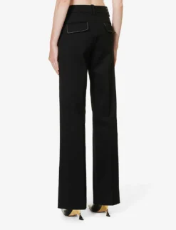Victoria Beckham Structured-waist Pressed-crease Straight-leg High-rise Stretch-woven Trousers 8 Victoria Beckham Structured-waist Pressed-crease Straight-leg High-rise Stretch-woven Trousers -Reiss Shop R04180546 BLACK ALT03