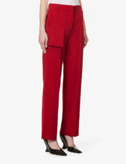 Victoria Beckham Utility Straight-leg Mid-rise Woven Trousers -Reiss Shop R04180547 POPPYRED ALT02