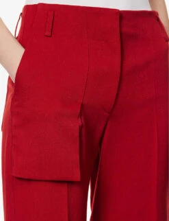 Victoria Beckham Utility Straight-leg Mid-rise Woven Trousers -Reiss Shop R04180547 POPPYRED ALT04
