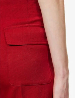 Victoria Beckham Utility Straight-leg Mid-rise Woven Trousers -Reiss Shop R04180547 POPPYRED ALT05