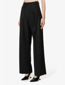 Victoria Beckham Structured-waist Pressed-crease Wide-leg Mid-rise Stretch-woven Trousers 7 Victoria Beckham Structured-waist Pressed-crease Wide-leg Mid-rise Stretch-woven Trousers -Reiss Shop R04180550 BLACK ALT02