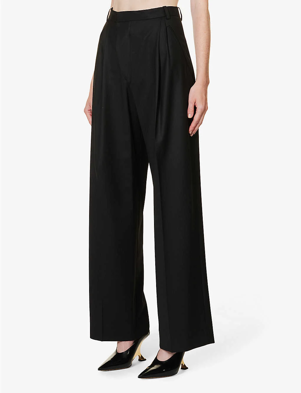 Victoria Beckham Structured-waist Pressed-crease Wide-leg Mid-rise Stretch-woven Trousers 3 Victoria Beckham Structured-waist Pressed-crease Wide-leg Mid-rise Stretch-woven Trousers - Image 3