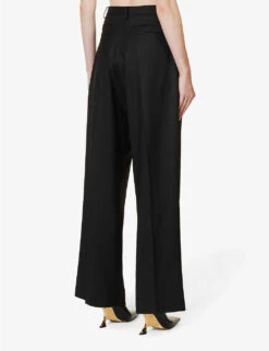 Victoria Beckham Structured-waist Pressed-crease Wide-leg Mid-rise Stretch-woven Trousers 8 Victoria Beckham Structured-waist Pressed-crease Wide-leg Mid-rise Stretch-woven Trousers -Reiss Shop R04180550 BLACK ALT03