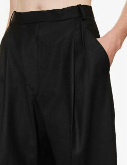 Victoria Beckham Structured-waist Pressed-crease Wide-leg Mid-rise Stretch-woven Trousers 9 Victoria Beckham Structured-waist Pressed-crease Wide-leg Mid-rise Stretch-woven Trousers -Reiss Shop R04180550 BLACK ALT04
