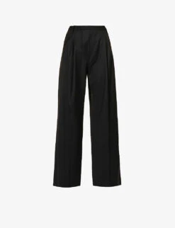 Victoria Beckham Structured-waist Pressed-crease Wide-leg Mid-rise Stretch-woven Trousers