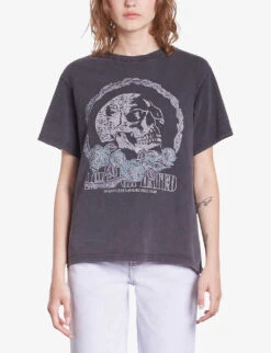 THE KOOPLES Vintage Skull-serigraphy Cotton T-shirt -Reiss Shop R04180576 BLACKWASHED ALT02