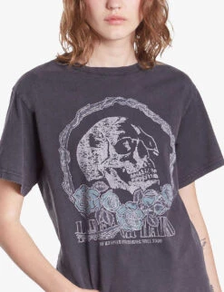 THE KOOPLES Vintage Skull-serigraphy Cotton T-shirt -Reiss Shop R04180576 BLACKWASHED ALT04