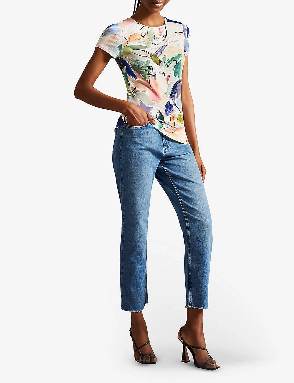 Ted Baker Elehna Magnolia-art Short-sleeve Stretch-woven T-shirt 2 Ted Baker Elehna Magnolia-art Short-sleeve Stretch-woven T-shirt - Image 2