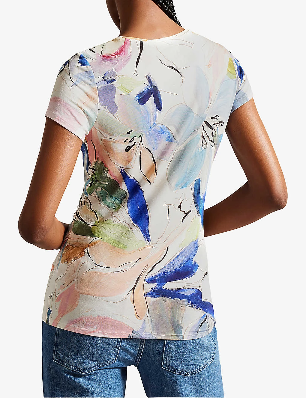 Ted Baker Elehna Magnolia-art Short-sleeve Stretch-woven T-shirt 4 Ted Baker Elehna Magnolia-art Short-sleeve Stretch-woven T-shirt - Image 4