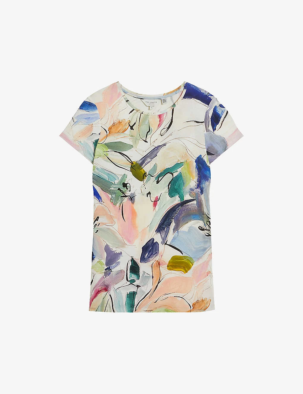 Ted Baker Elehna Magnolia-art Short-sleeve Stretch-woven T-shirt 1 Ted Baker Elehna Magnolia-art Short-sleeve Stretch-woven T-shirt