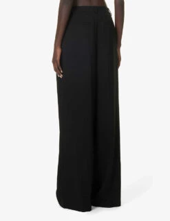 Ssanaz Wide-leg Mid-rise Woven Trousers -Reiss Shop R04181289 BLACK ALT03
