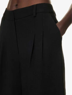 Ssanaz Wide-leg Mid-rise Woven Trousers -Reiss Shop R04181289 BLACK ALT04