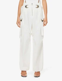 Dion Lee Harness Flight Elasticated-waist Wide-leg Mid-rise Cotton-blend Trousers -Reiss Shop R04181838 IVORY ALT02