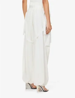 Dion Lee Harness Flight Elasticated-waist Wide-leg Mid-rise Cotton-blend Trousers -Reiss Shop R04181838 IVORY ALT03