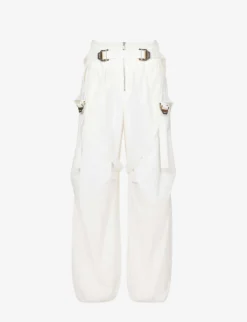 Dion Lee Harness Flight Elasticated-waist Wide-leg Mid-rise Cotton-blend Trousers