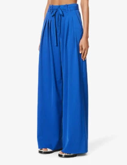 ME AND EM Pleated Wide-leg High-rise Stretch-woven Trousers -Reiss Shop R04181859 ELECTRICBLUE ALT02