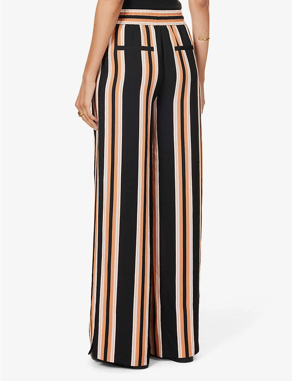 ME AND EM Striped Wide-leg Mid-rise Woven Trousers 4 ME AND EM Striped Wide-leg Mid-rise Woven Trousers - Image 4