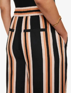 ME AND EM Striped Wide-leg Mid-rise Woven Trousers 9 ME AND EM Striped Wide-leg Mid-rise Woven Trousers -Reiss Shop R04181880 BLACKCREAMTAN ALT04