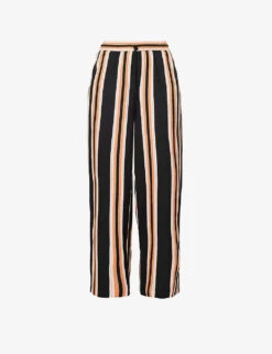 ME AND EM Striped Wide-leg Mid-rise Woven Trousers