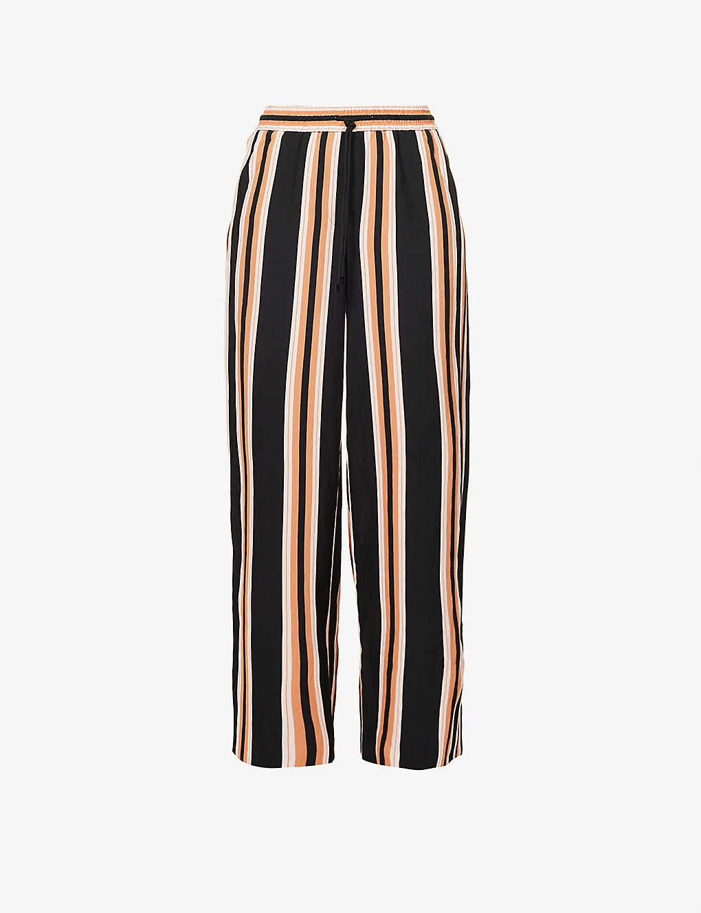 ME AND EM Striped Wide-leg Mid-rise Woven Trousers 1 ME AND EM Striped Wide-leg Mid-rise Woven Trousers