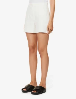 ME AND EM Mid-rise Centre-crease Cotton-blend Shorts -Reiss Shop R04181887 SOFTWHITE ALT02